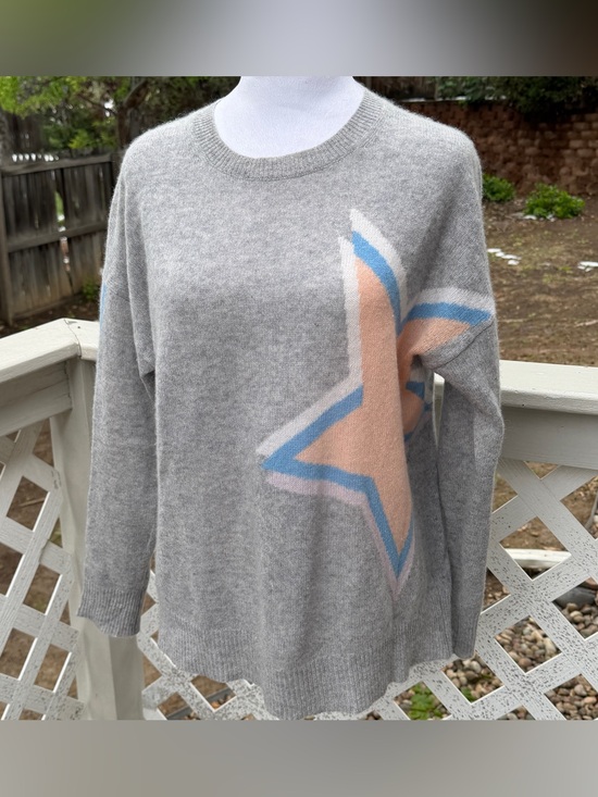 360 Cashmere Sweaters - 360 Cashmere Peach Star & Stripe Soft Grey Jumper Sweater Women M Luxury Soft
